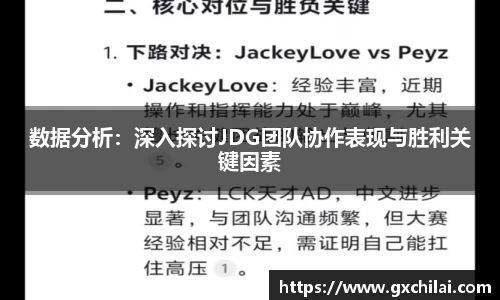 数据分析：深入探讨JDG团队协作表现与胜利关键因素